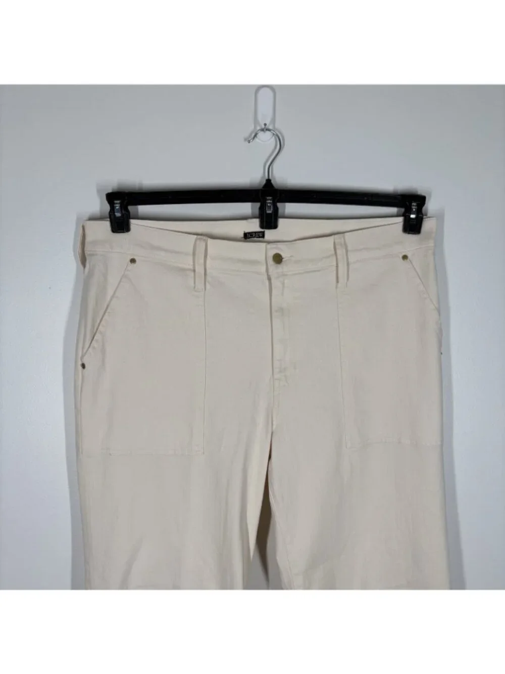 J.Crew Women Size 35 Ecru Wash Denim High Waist Camp-Pocket Wide-Leg Jean NWT